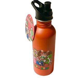 Super Mario Nintendo Group Reddish Orange 25oz Metal Water Canteen Bottle (NWT)